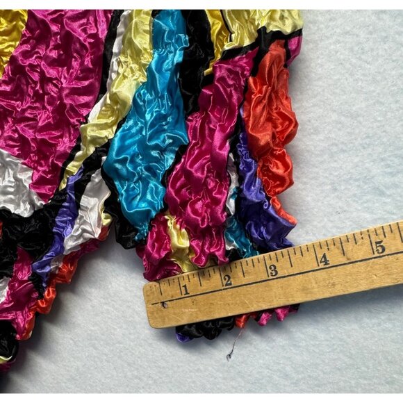 Colorful Multicolor Crinkle Shrug Top Abstract Pattern & Short Sleeves By F.C - Picture 8 of 8